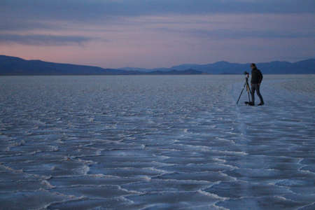 sunrise in the northwestern Argentinian salt flatの写真素材