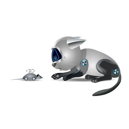 Robot cat and mouseのイラスト素材