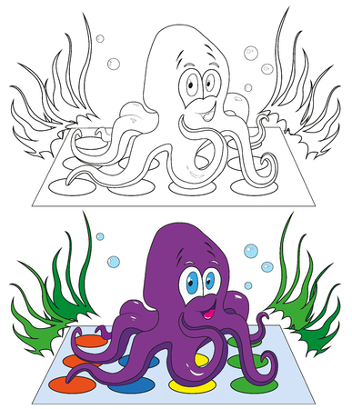 coloring, octopus cartoon,のイラスト素材