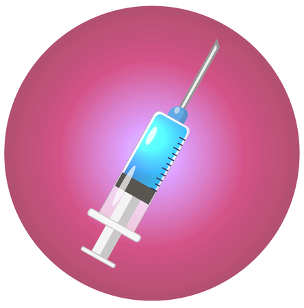 Icon with syringe, round shape, pink, stylish vector illustrationのイラスト素材