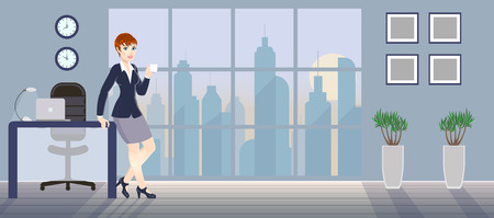 Business woman drinking coffeeのイラスト素材