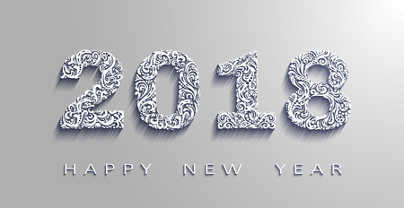 Happy New Year 2018, the year of the dog. Design elements for holiday cards.のイラスト素材