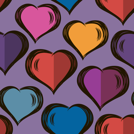 Vector seamless stylish pattern with hand drawn hearts. Valentines Day.modern design. For wrappers, fabrics, textiles, wallpapers, web design.のイラスト素材