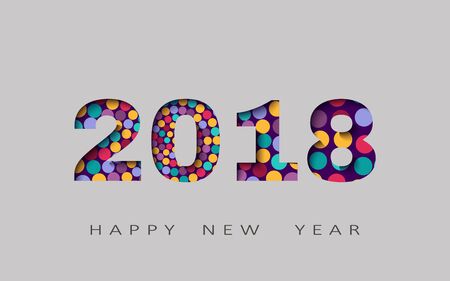 Happy new year, abstract design 3d, 2018 illustration,Layered realistic, for banners, posters flyersの写真素材