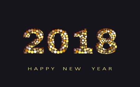 Happy new year, abstract design 3d, 2018 illustration,Layered realistic, for banners, posters flyersの写真素材