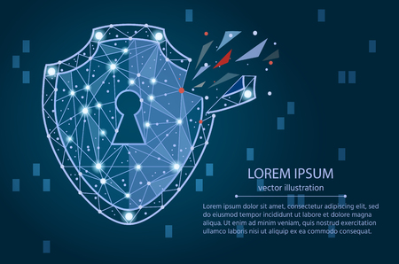 Security Violation - Infographical Concept. Graphic design on the theme of Cyber-Security Technology.isolated from low poly wireframe on white background. abstract polygonal image mash line and point.vectorのイラスト素材