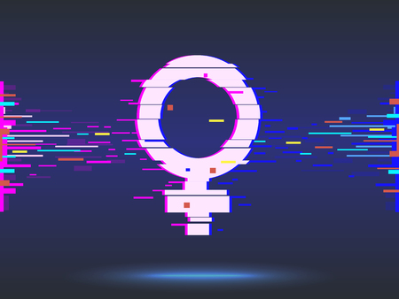 female symbol.glitch design,neon icon, abstract backgroundの写真素材