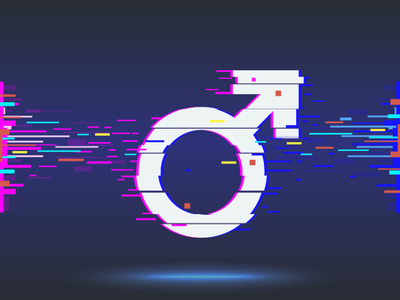 male symbol.glitch design,neon icon, abstract backgroundの写真素材