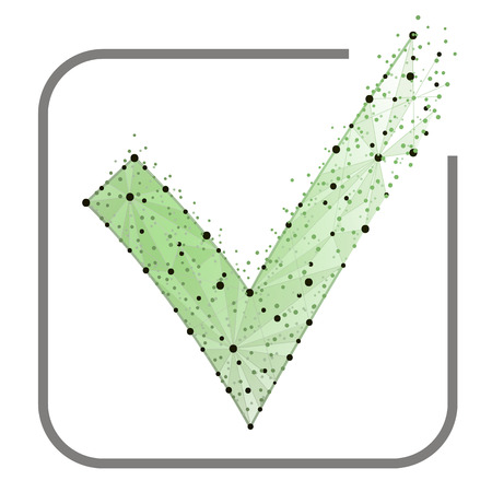 Abstract design, Green check mark icon. Tick symbol in green colorのイラスト素材