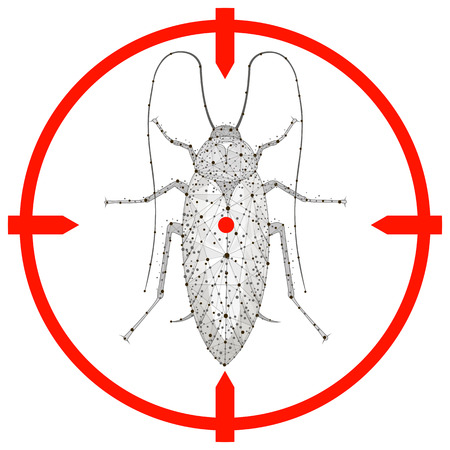 cockroach aim on white background. Insects symbol stock vector illustration. Abstract polygonal image mash line and point. Digital graphics illustration.のイラスト素材
