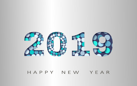 Happy new year, abstract design 3d,2019  illustrationの写真素材