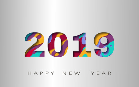 2019 happy new year, abstract design 3d,  illustrationの写真素材