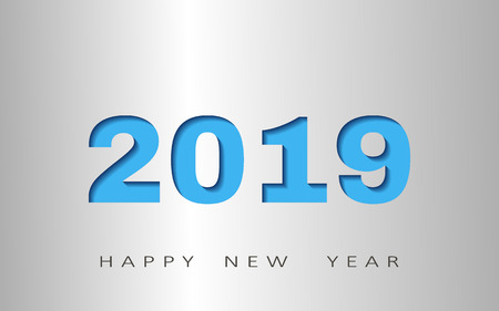 happy new year, abstract design 3d, 2019 vector illustration,Layered realistic, for banners, posters flyersのイラスト素材