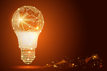 Logo light bulb abstract design, in low poly style, in the form of lines and stars. Vector illustrationのイラスト素材