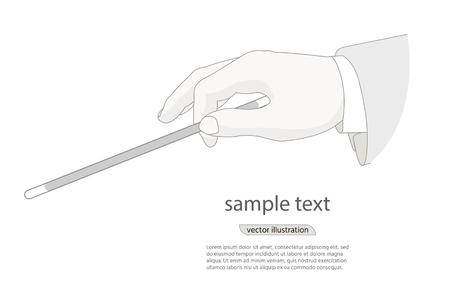 Magic wand. Hand holding a wand on a white background. Vector illustration.のイラスト素材