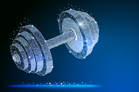 Metal dumbbell. sport concept. Vector abstract polygonal image.のイラスト素材