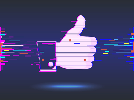 hand with thumb up. icon. glitch design.の写真素材