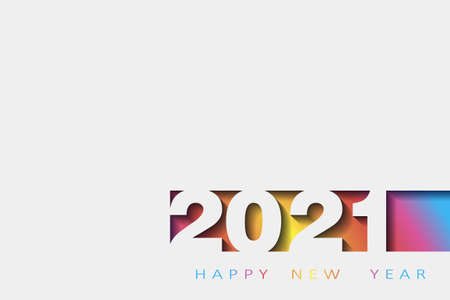 Happy New Year 2021 text design. Vector greeting illustration. Card in paper style for your seasonal holidays flyers, greetings and invitations cards.のイラスト素材