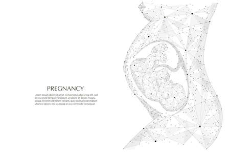 Pregnancy low poly wireframe illustration.のイラスト素材