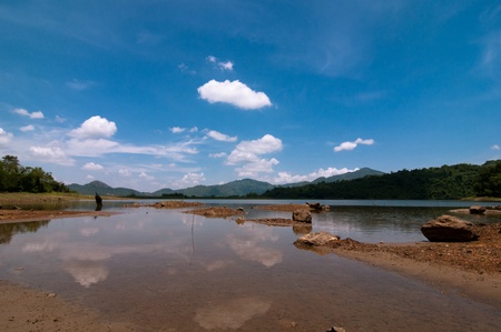 Reservoir in the valley , Thailandの写真素材