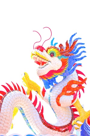 Dragon statue on white backgroundの写真素材