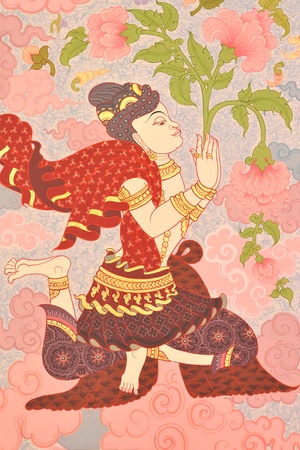 Thai temple muralsのeditorial素材