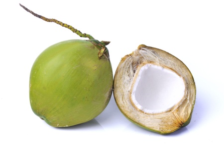 Green coconut isolated on white backgroundの写真素材