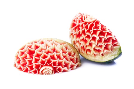 Watermelon carving isolated on white backgroundの写真素材