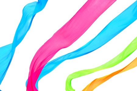 Colorful elegant satin isolated on a white backgroundの写真素材