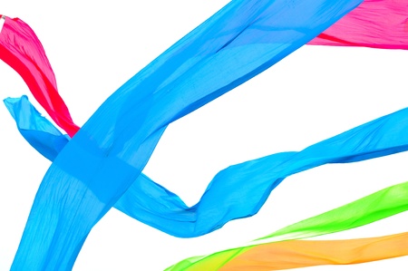 Colorful elegant satin isolated on a white backgroundの写真素材