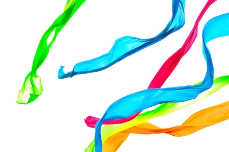 Colorful elegant satin isolated on a white backgroundの写真素材