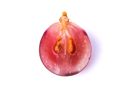  Red grape with leaf isolated on white backgroundの写真素材