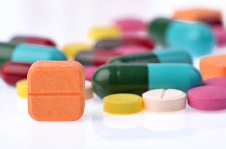 capsule pills isolated on white backgroundの写真素材