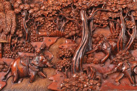  Wood carving in a thai templeのeditorial素材