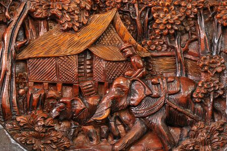  Wood carving in a thai templeのeditorial素材
