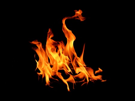 Fire flames on black background