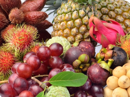Assortment of exotic fruitsの写真素材