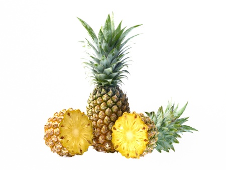 Fresh pineapple isolated on white backgroundの写真素材