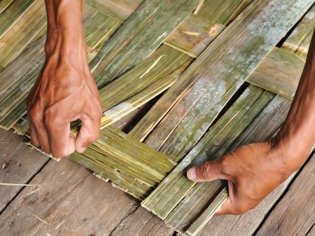 Woven wood craftsmanの写真素材