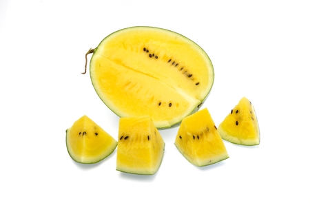 yellow watermelon isolated on white backgroundの写真素材