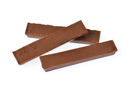 Chocolate bars stack isolated on white backgroundの写真素材