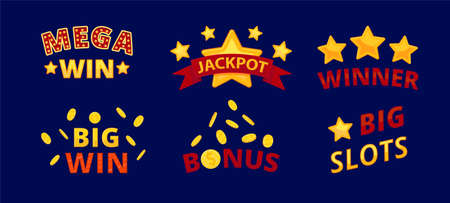 Icons about winning in online casino: jackpot, win, slot. Game assets, ui design elements.