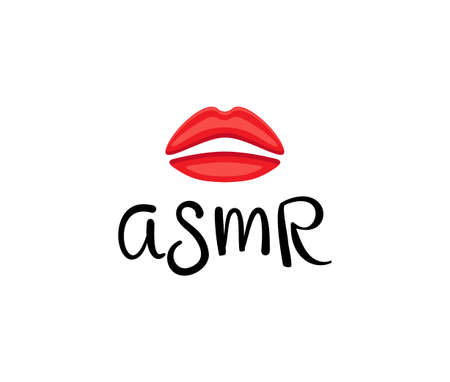 lettering for ASMR artist. Red female lips as a symbol of an exciting voice.のイラスト素材