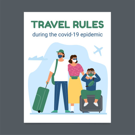 Flyer design: a journey during the coronavirus epidemic.のイラスト素材
