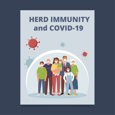 Flyer design: herd immunity and covid-19.のイラスト素材