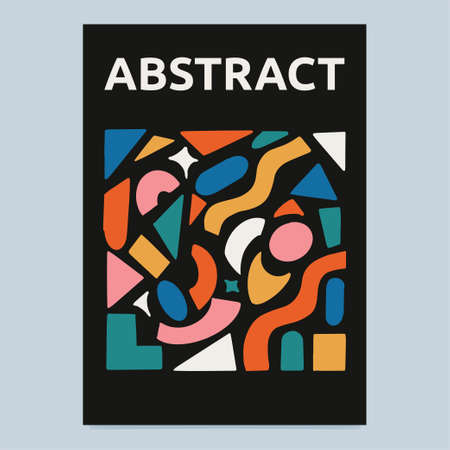 Trendy abstract poster with simple textured shapes.のイラスト素材