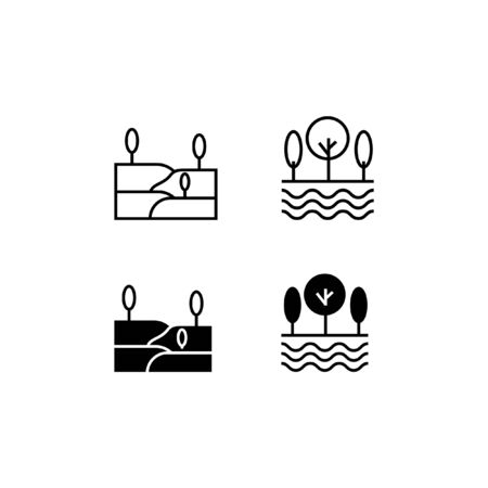 Tree Line and Solid Icon Logo Vector Symbolのイラスト素材
