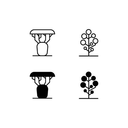 Tree Line and Solid Icon Logo Vector Symbolのイラスト素材