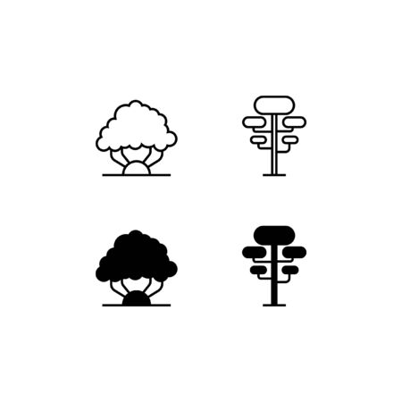 Tree Line and Solid Icon Logo Vector Symbolのイラスト素材
