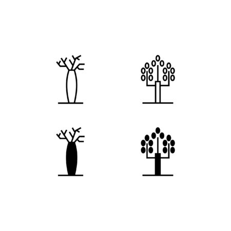 Tree Line and Solid Icon Logo Vector Symbolのイラスト素材